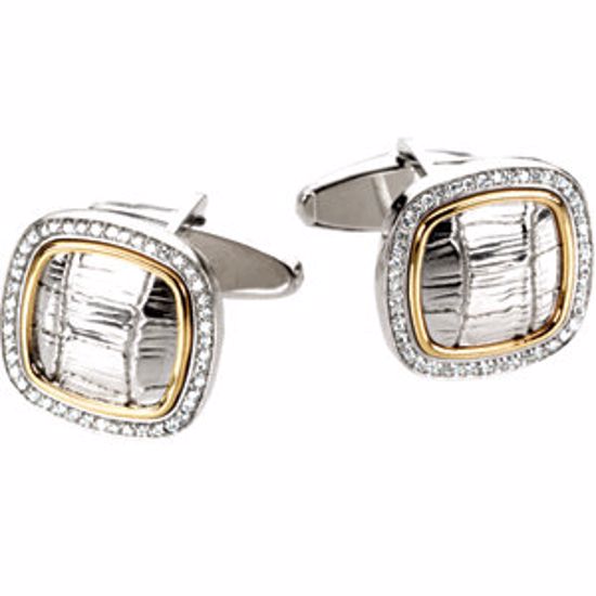 66534:843241:P Sterling Silver & 14kt Yellow 1/2 CTW Diamond Cuff Links