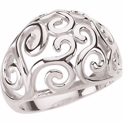 50785:102:P 14kt White Metal Fashion Scroll Ring