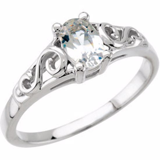 19335:60016:P Sterling Silver April Imitation Birthstone Ring 