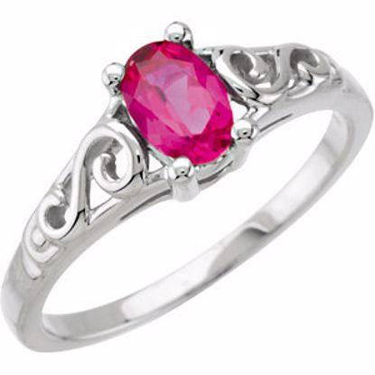 19335:60019:P Sterling Silver July Imitation Birthstone Ring 