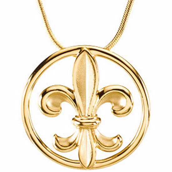 69148:83797:P Fleur-de-lis Pendant on an 18" Snake Chain