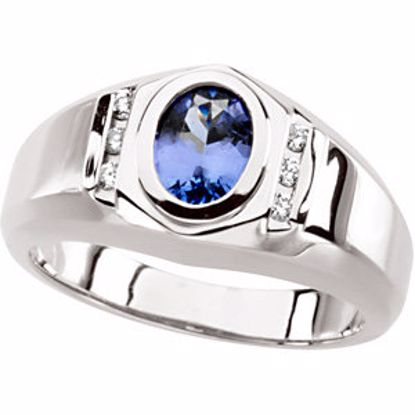 66394:60002:P 14kt White Tanzanite & 1/8 CTW Diamond Ring