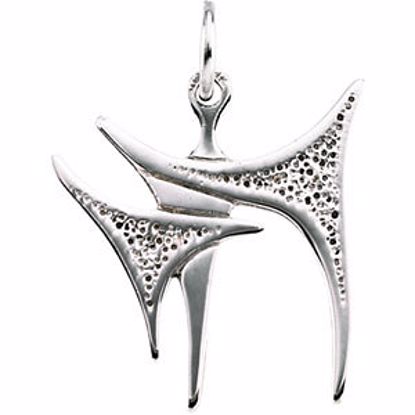 R41672:60003:P Sterling Silver 16.75x17.75mm Chai Pendant