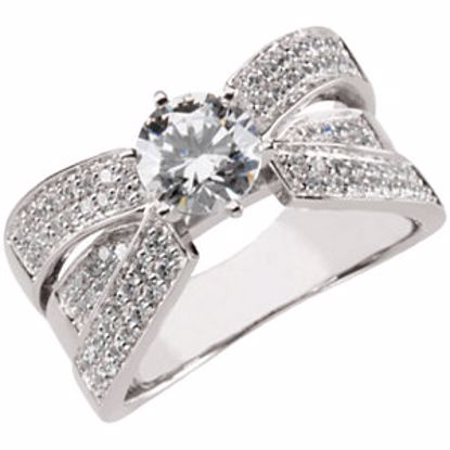 63021:101:P Sterling Silver Cubic Zirconia & 1/2 CTW Diamond Engagement Ring