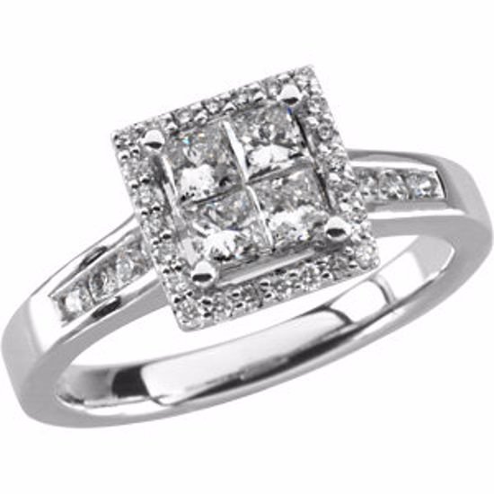 66705:101:P 14kt White 7/8 CTW Diamond Engagement Ring