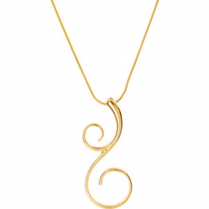 69155:84321:P Gold Fashion Scroll Pendant on an 18" Snake Chain