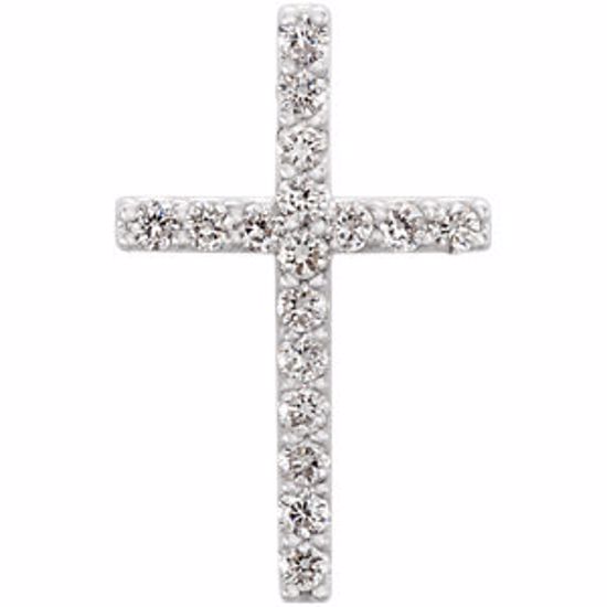 R42157D:100003:P 14kt White 1/6 CTW Petite Diamond Cross Pendant