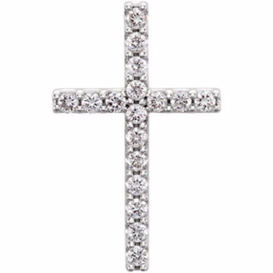 R42157D:100008:P 14kt White 1/3 CTW Petite Diamond Cross Pendant