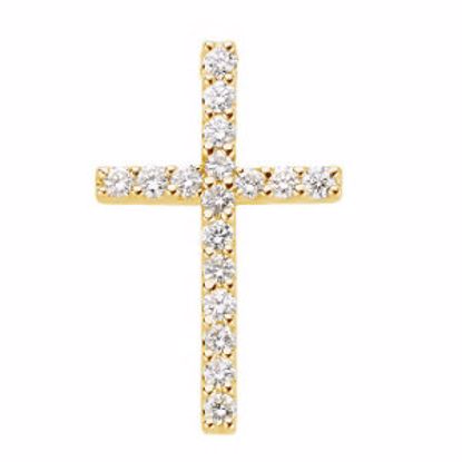 R42157D:100004:P 14kt Yellow 1/6 CTW Petite Diamond Cross Pendant