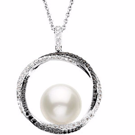 66809:282383:P 14kt White 5/8 CTW Diamond & 12mm South Sea Cultured Pearl Necklace