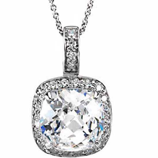 66986:60001:P Sterling Silver Cubic Zirconia 18" Necklace