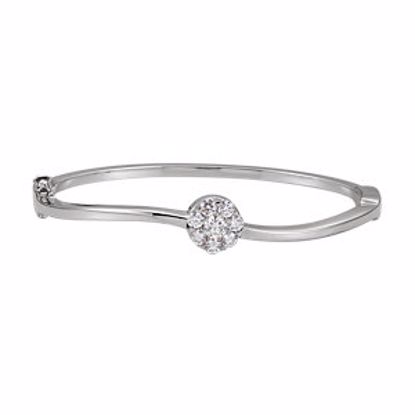 66875:1842:P 14kt White 1 CTW Diamond Circle Bangle Bracelet