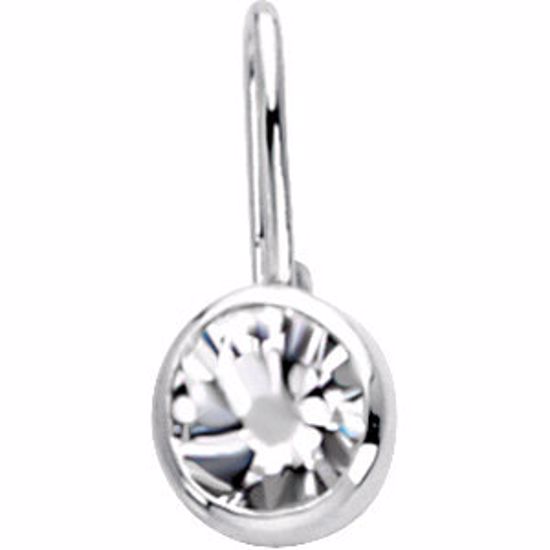 67053:101:P Sterling Silver April Birthstone 11.5x4.5mm Hook Charm/Pendant