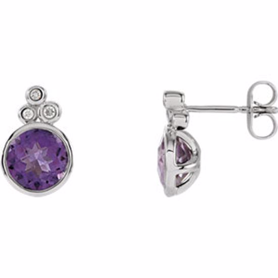 67080:100:P 14kt White Amethyst & .06 CTW Diamond Accented Earrings