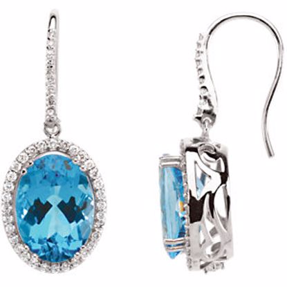 67065:102:P 14kt White Swiss Blue Topaz & 7/8 CTW Diamond Earrings