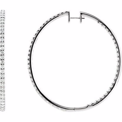 67064:102:P 14kt White 5 CTW Diamond Inside/Outside Hoop Earrings