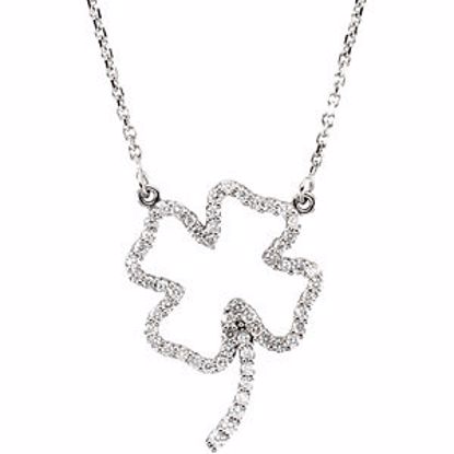 67073:84398:P 14kt White 1/3 CTW Diamond Clover Necklace