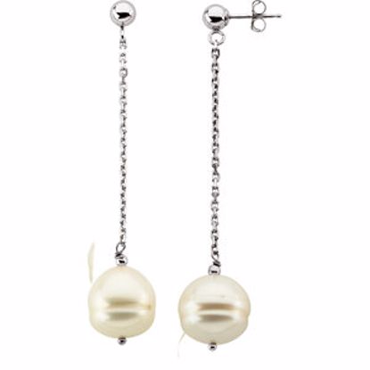 65763:60005:P Sterling Silver 9-11mm Freshwater Cultured Pearl Dangle Earrings