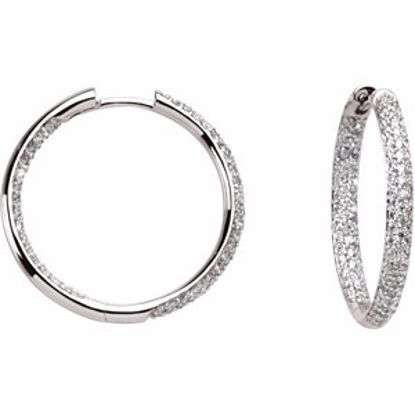 67159:101:P 18kt White 1 CTW Diamond Inside/Outside Hoop Earrings