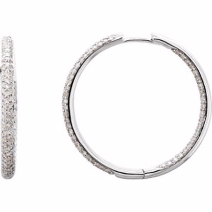 67159:103:P 18kt White 1 1/2 CTW Diamond Inside/Outside Hoop Earrings