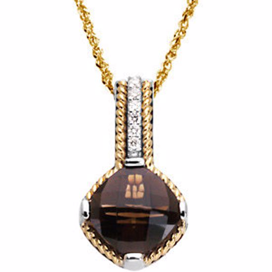 67030:102:P Sterling Silver & 14kt Yellow Smoky Quartz & .07 CTW Diamond Pendant