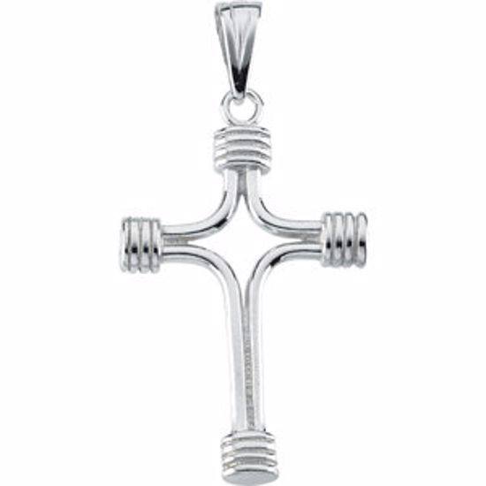 R42018:311483:P Sterling Silver 33.75x23.25 Tubular Cross Pendant without Packaging