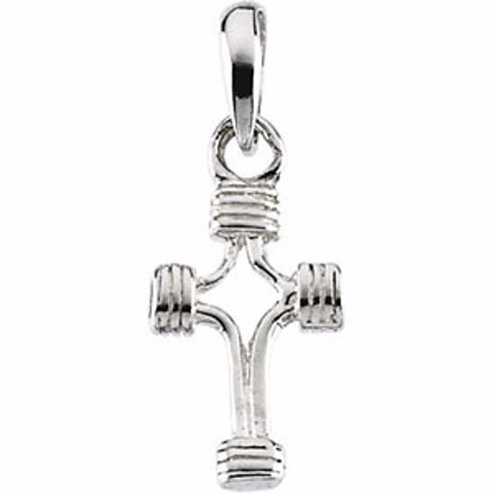 R42018:311516:P 14kt White 14.75x10mm Tubulare Cross Pendant