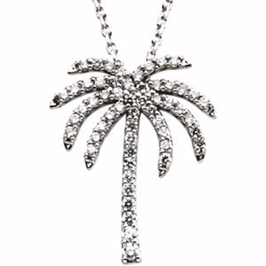 67127:84402:P 14kt White 1/3 CTW Diamond Palm Tree 16" Necklace