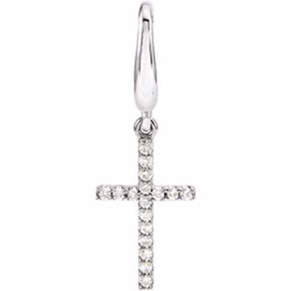 R45180:100001:P 14kt White .08 CTW Diamond Petite Cross Charm/Pendant