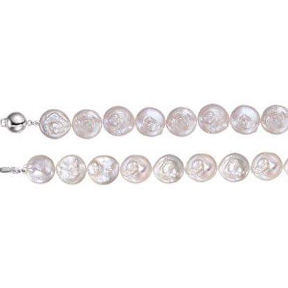 67194:101:P Sterling Silver Freshwater Cultured Coin Pearl 18" Necklace