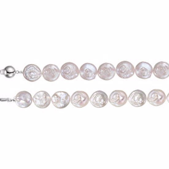 67194:102:P Sterling Silver Freshwater Cultured Coin Pearl 7.75" Bracelet