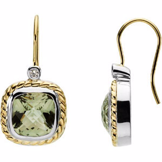 66574:842950:P Checkerboard Green Quartz & Diamond Earrings or Semi-mounts