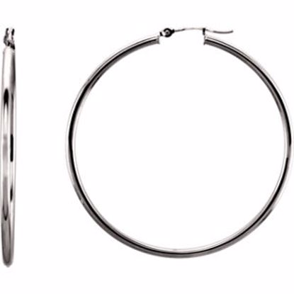 20270:163852:P 14kt White 47mm Tube Hoop Earrings