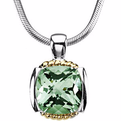 69221:101:P Genuine Green Quartz Pendant on 18" Snake Chain