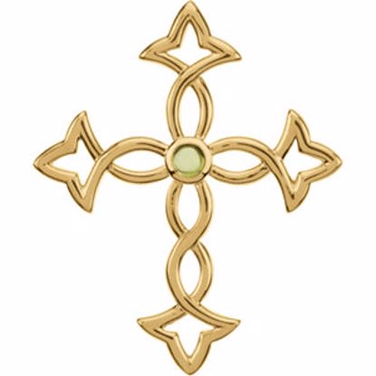 R42173P:101:P 14kt Yellow 44x36.25mm Peridot Fashion Cross Pendant