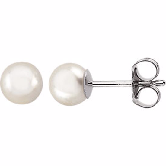 61103:102:P 14kt White 5mm White Akoya Cultured Pearl Earrings