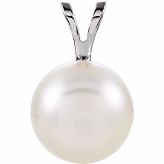 61619:104:P 14kt White 8mm Akoya Cultured Pearl Pendant 