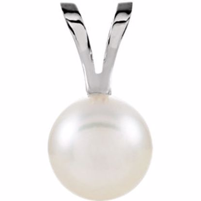 61619:101:P 14kt White 5mm Akoya Cultured Pearl Pendant 