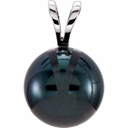 61620:104:P 14kt White 8mm Black Akoya Pearl Pendant