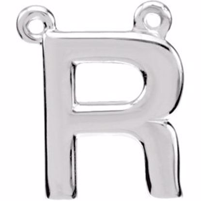 84575:316230:P 14kt White Letter "R" Block Initial Necklace Center