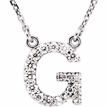 67311:106:P 14kt White Letter "G" 1/6 CTW Diamond 16" Necklace