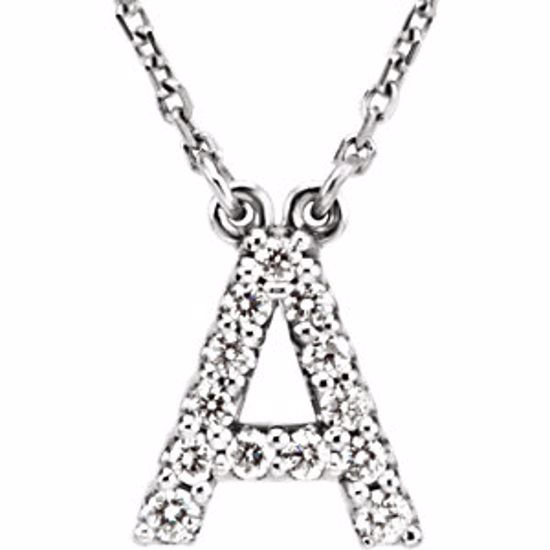 67311:100:P 14kt White Letter "A" 1/8 CTW Diamond 16" Necklace