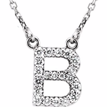 67311:101:P 14kt White Letter "B" 1/6 CTW Diamond 16" Necklace