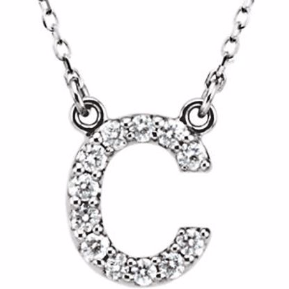 67311:102:P 14kt White Letter "C" 1/6 CTW Diamond 16" Necklace