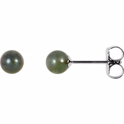 61104:101:P 14kt White 4mm Black Akoya Cultured Pearl Earrings