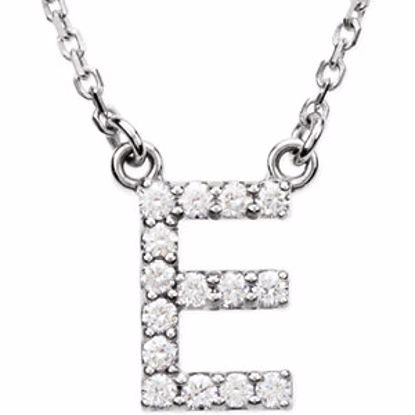 67311:104:P 14kt White Letter "E" 1/6 CTW Diamond 16" Necklace