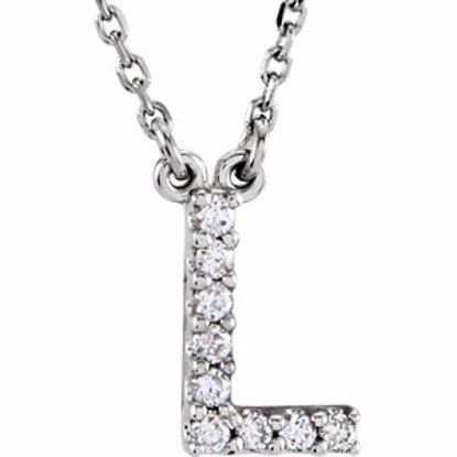 67311:111:P 14kt White Letter "L" 1/10 CTW Diamond 16" Necklace