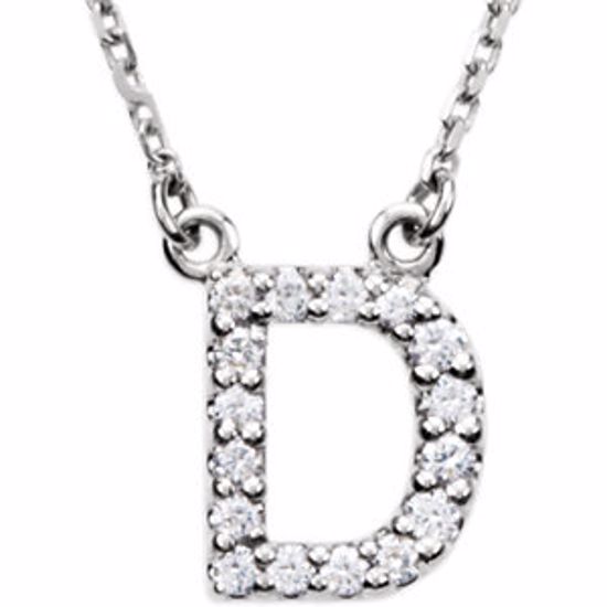 67311:103:P 14kt White Letter "D" 1/6 CTW Diamond 16" Necklace