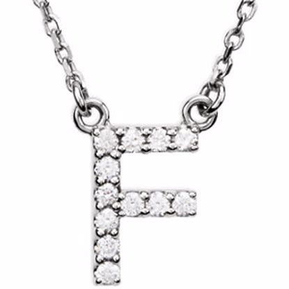 67311:105:P 14kt White Letter "F" 1/6 CTW Diamond 16" Necklace