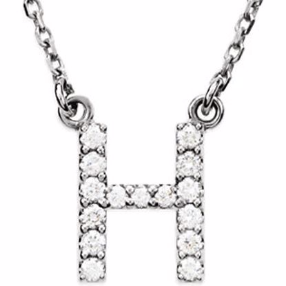 67311:107:P 14kt White Letter "H" 1/6 CTW Diamond 16" Necklace